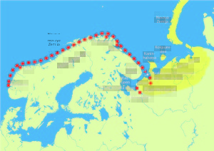 Hjør si reise til Bjarmeland. (Ill. Bergsveinn Birgisson ”Den Svarte Vikingen”)  